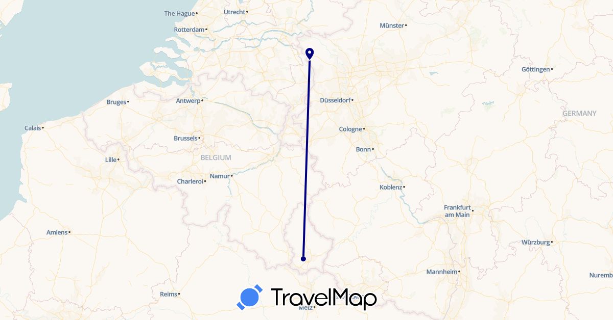 TravelMap itinerary: driving in Germany, Luxembourg (Europe)